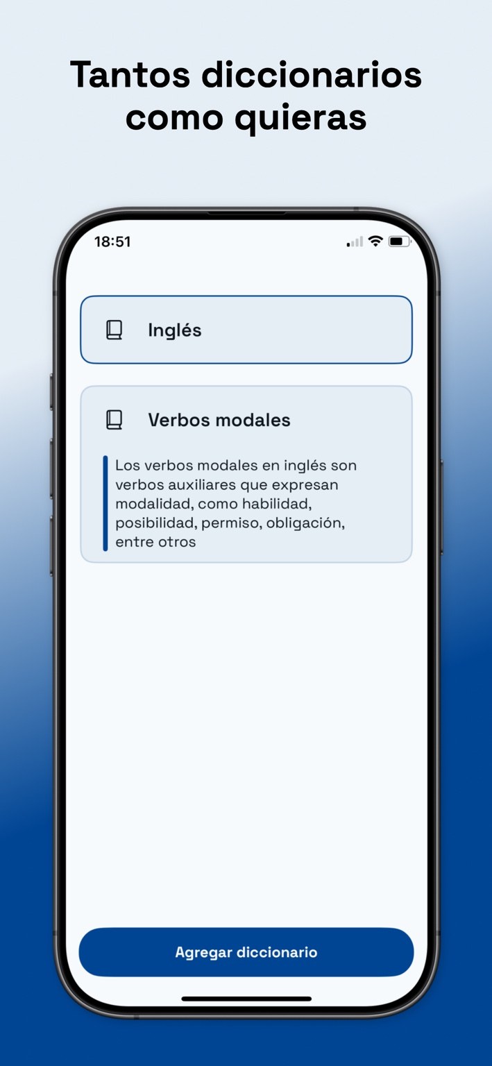 Lista de palabras y acciones en MyPocket